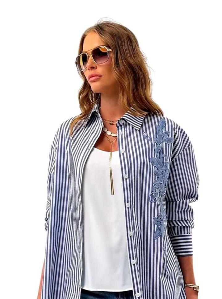 Stylish blue-and-white striped blouse