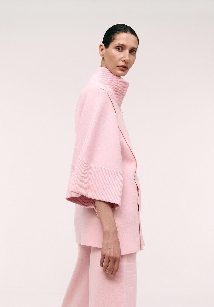 Premium сoat-сardigan in pink merino wool