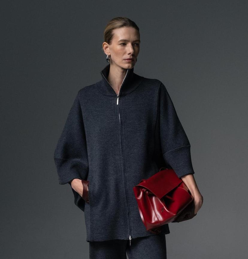 Premium сoat-сardigan in grey merino wool