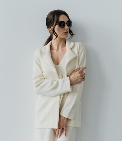 White merino wool blazer