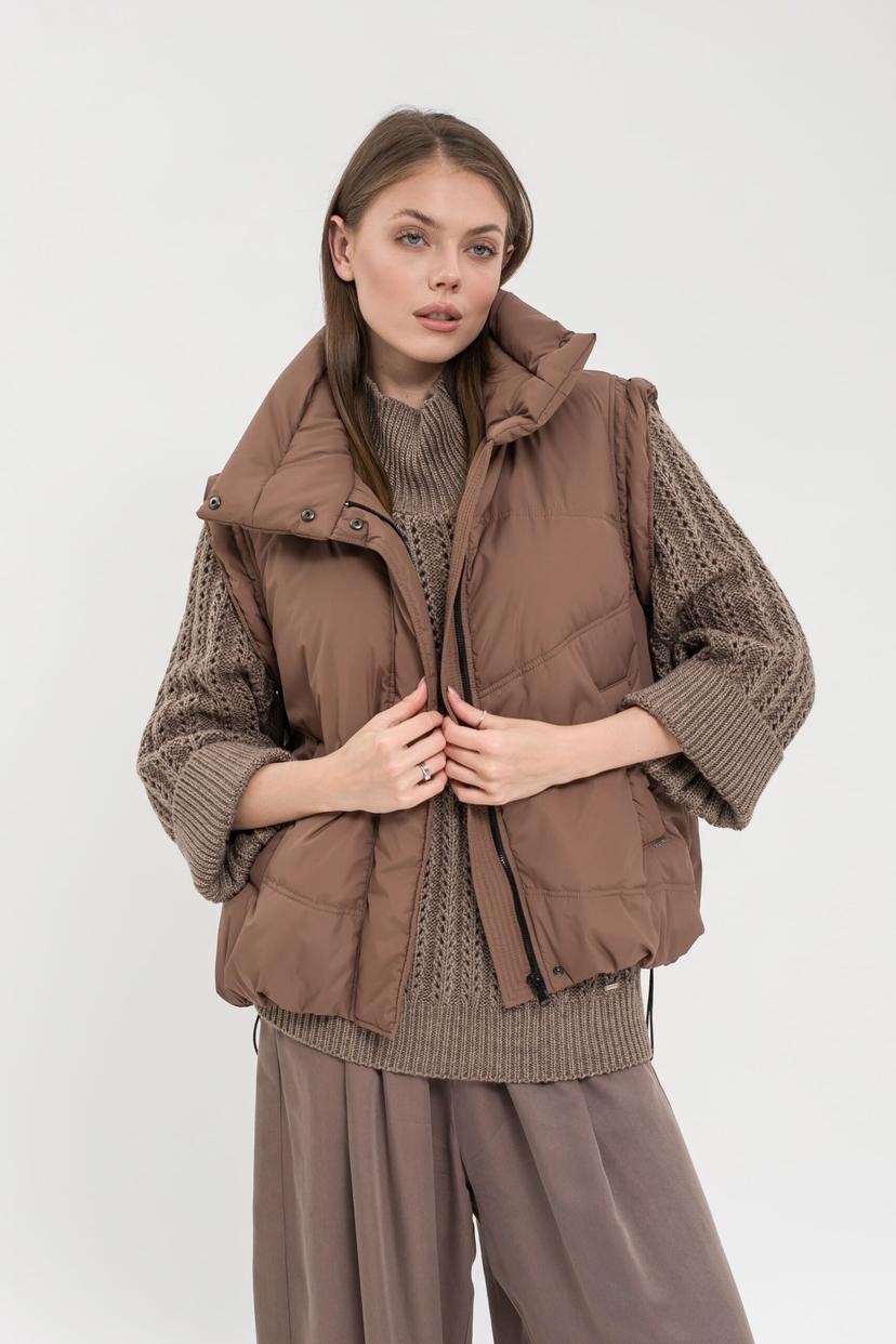 Taupe quilted gilet