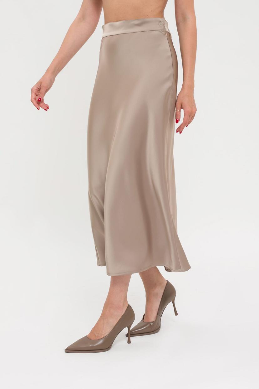 Bias-cut satin midi skirt