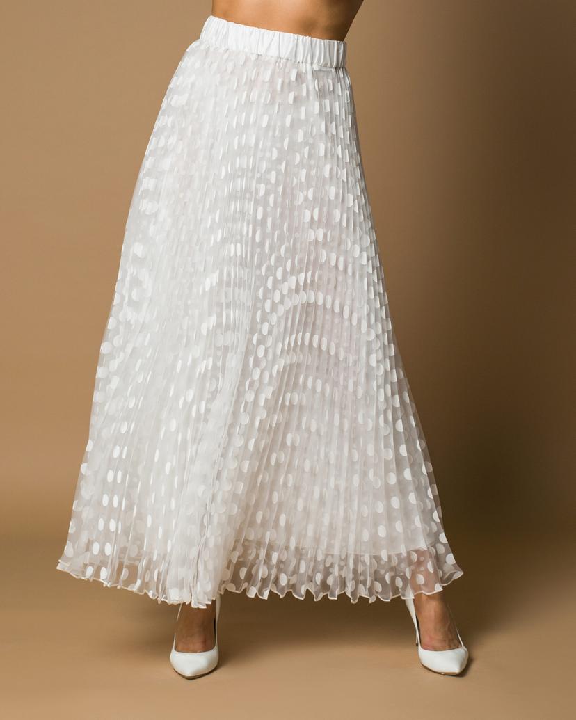 Long pleated polka dot organza skirt