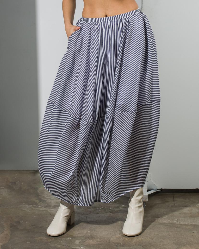 Striped cocoon skirt with side pockets
