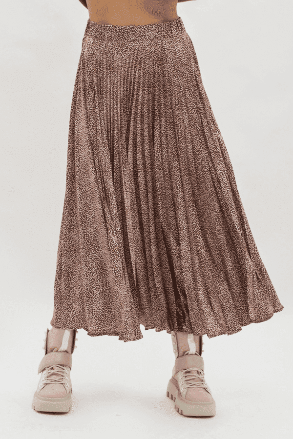 Long satin skirt with micro polka dot print