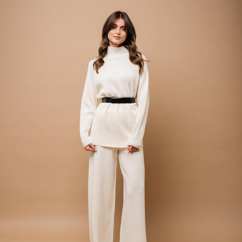 Ivory set with wide-leg pants